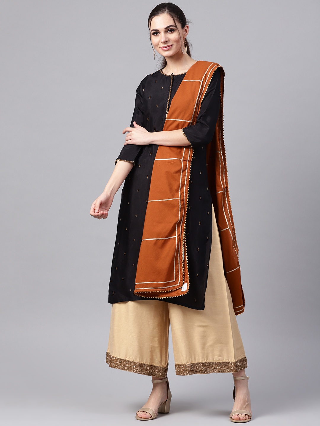 

Idalia Rust Brown Gotta Patti Work Pure Cotton Dupatta