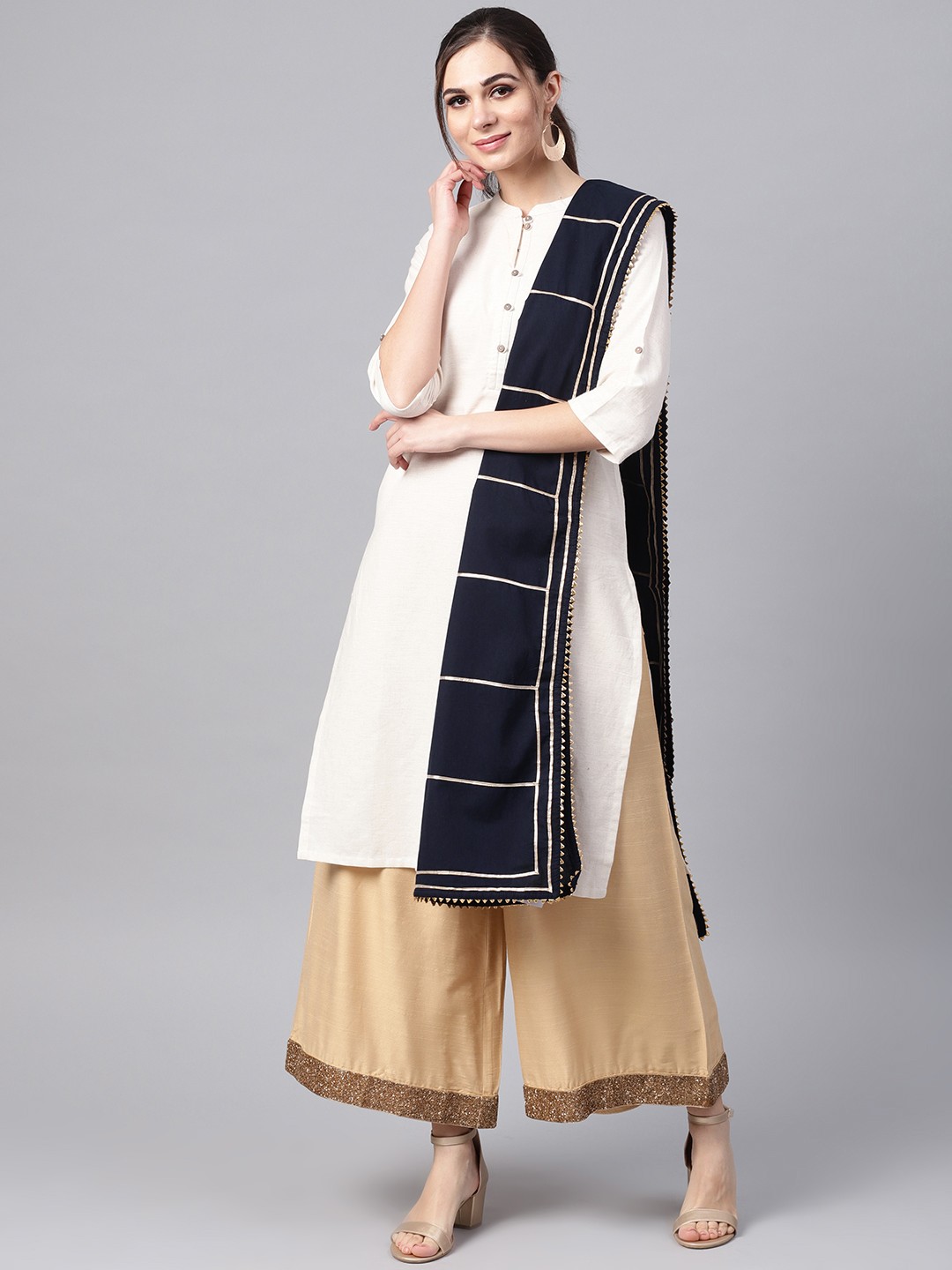 

Idalia Navy Blue Gotta Patti Work Pure Cotton Dupatta