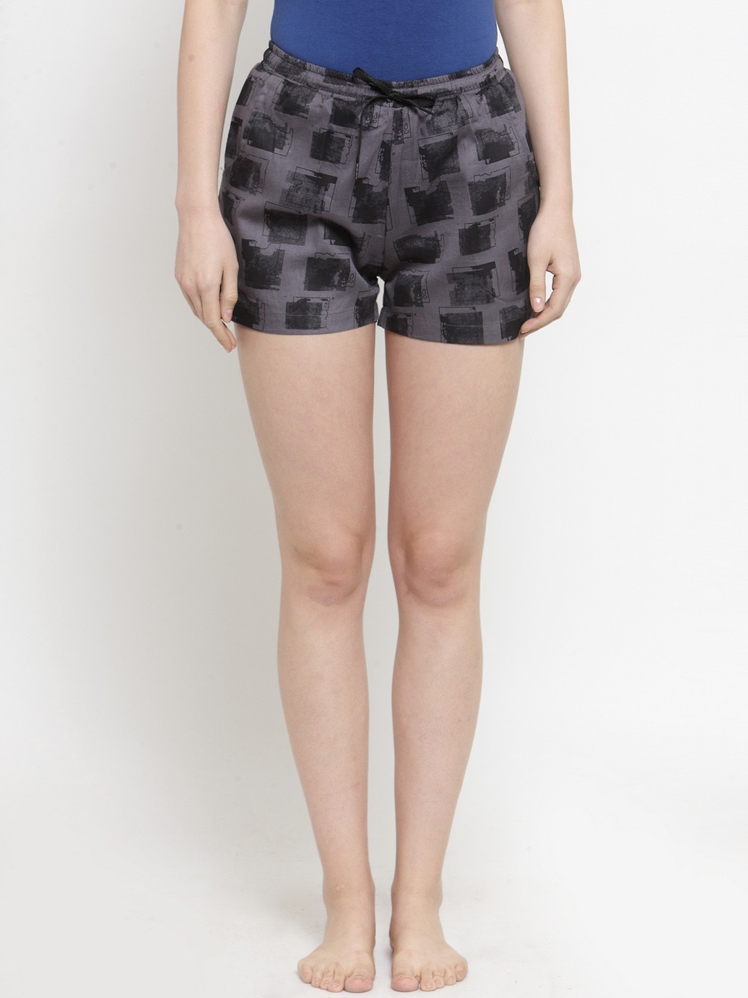 

Boston Club Women Grey Printed Lounge Shorts BC-short-02