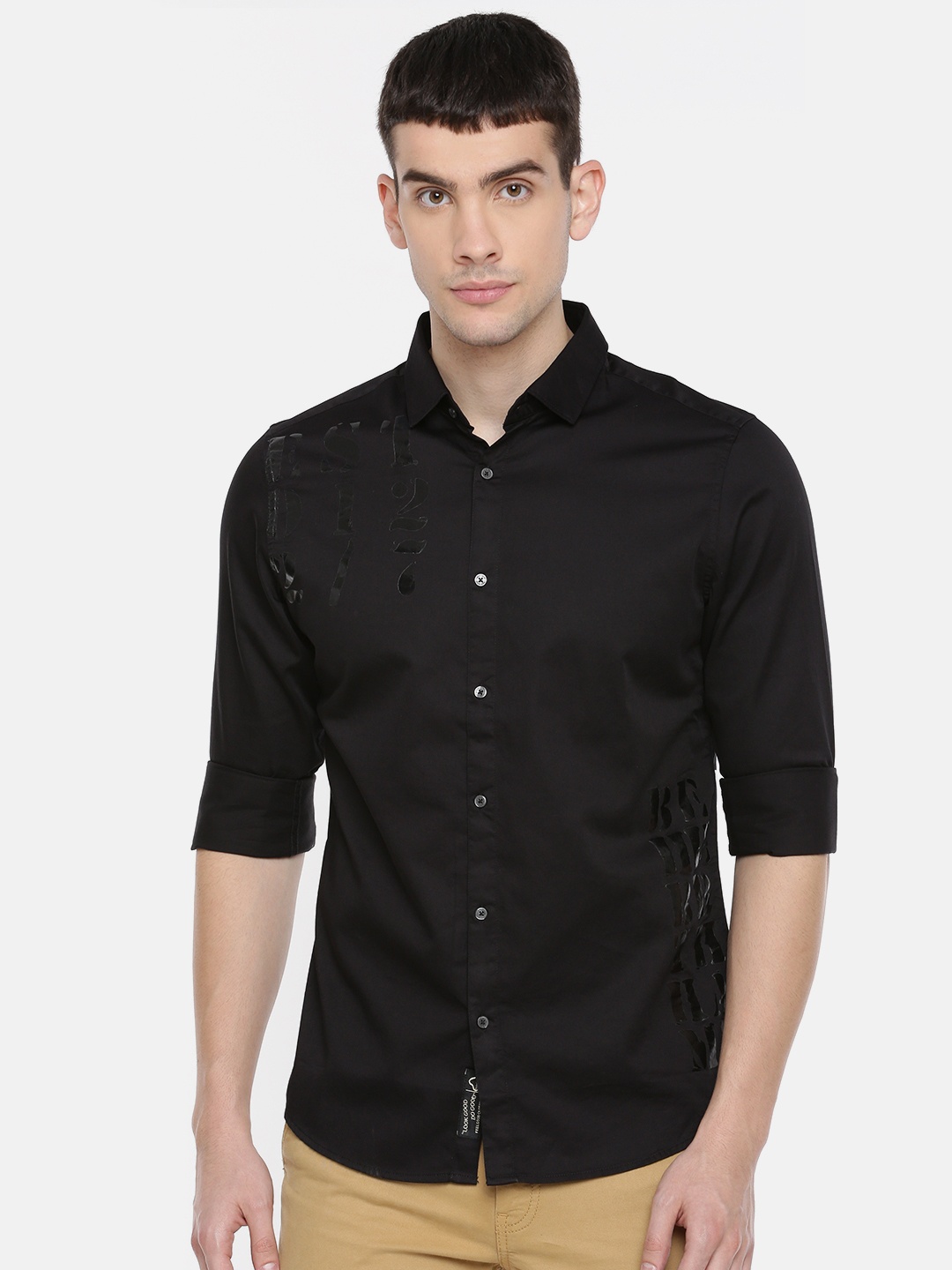 

Being Human Clothing Men Black Slim Fit Printed Casual Shirt