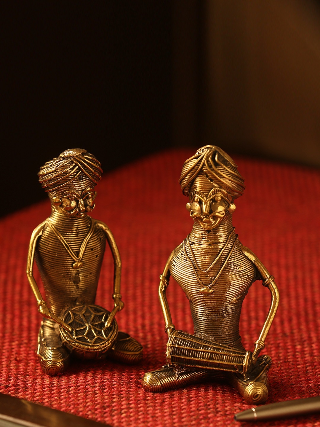 

ExclusiveLane Set of 2 Gold-Toned Musicians Dhokra Art Handcrafted Showpieces