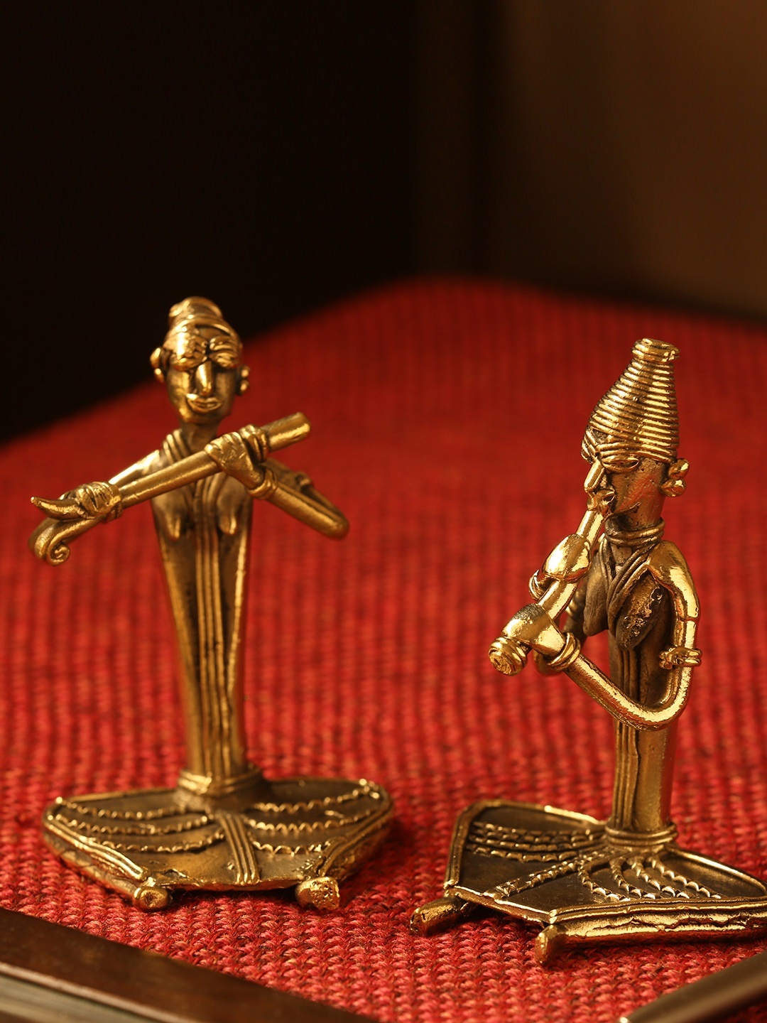 

ExclusiveLane Set of 2 Gold-Toned Flutists Dhokra Art Handcrafted Showpieces