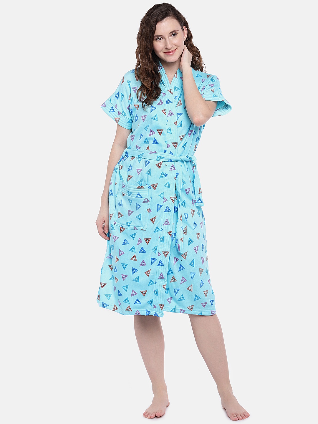 

Sand Dune Women Blue Printed Bath Robe 7108