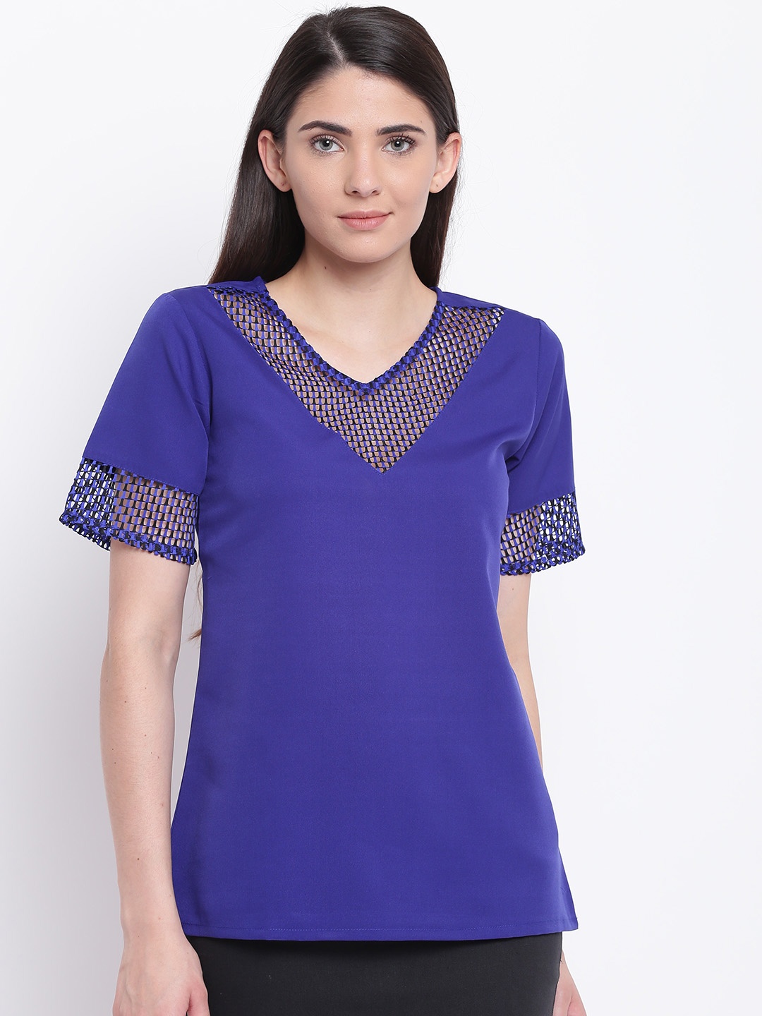 

Karmic Vision Women Blue Solid Regular Top