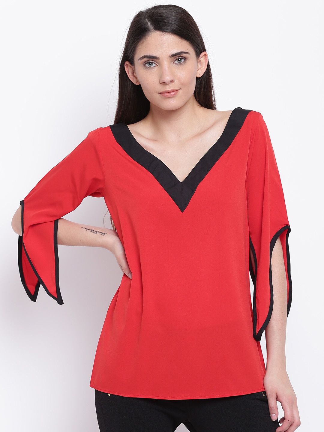 

Karmic Vision Women Red Solid Top