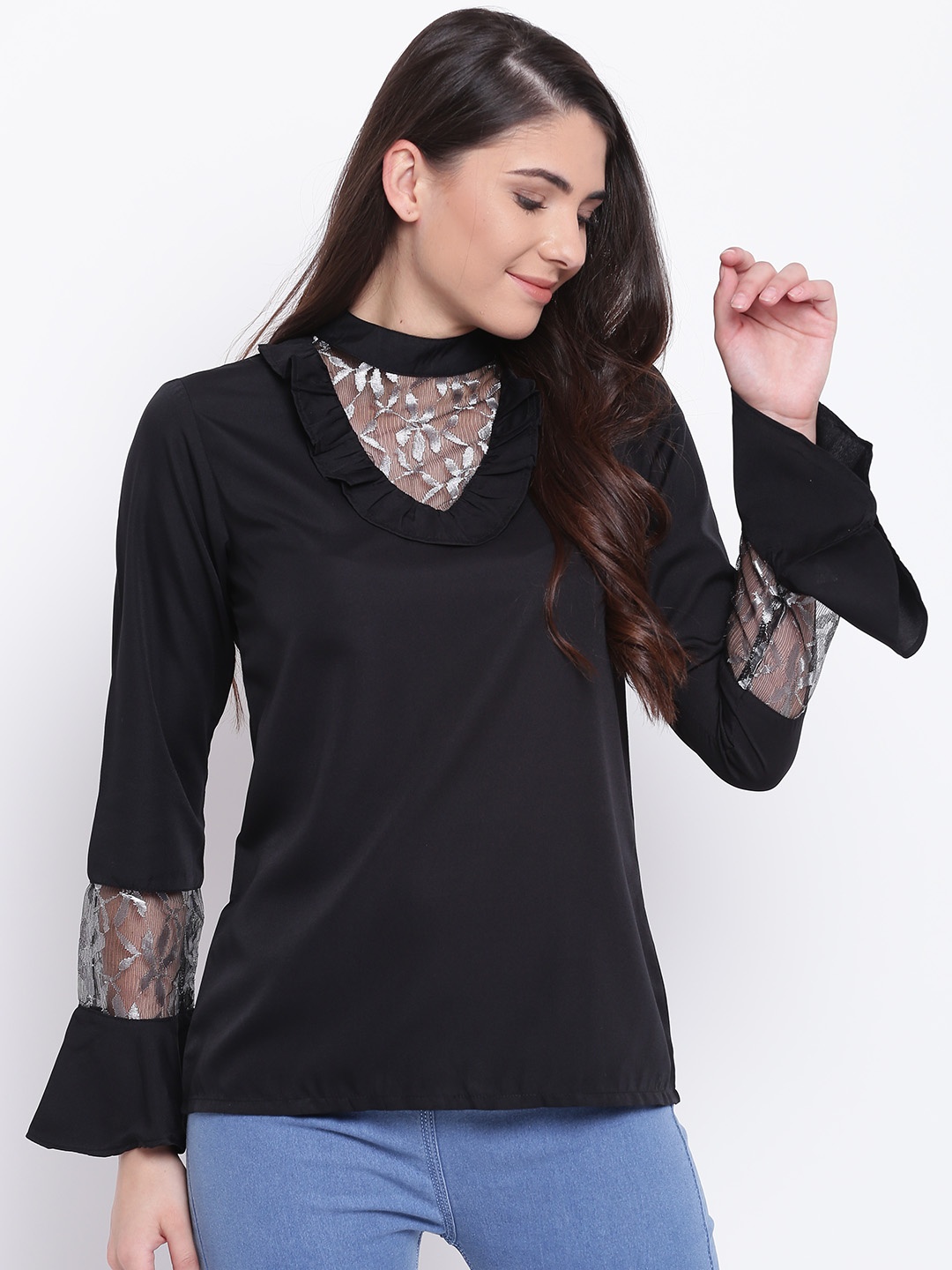 

Karmic Vision Women Black Solid Top