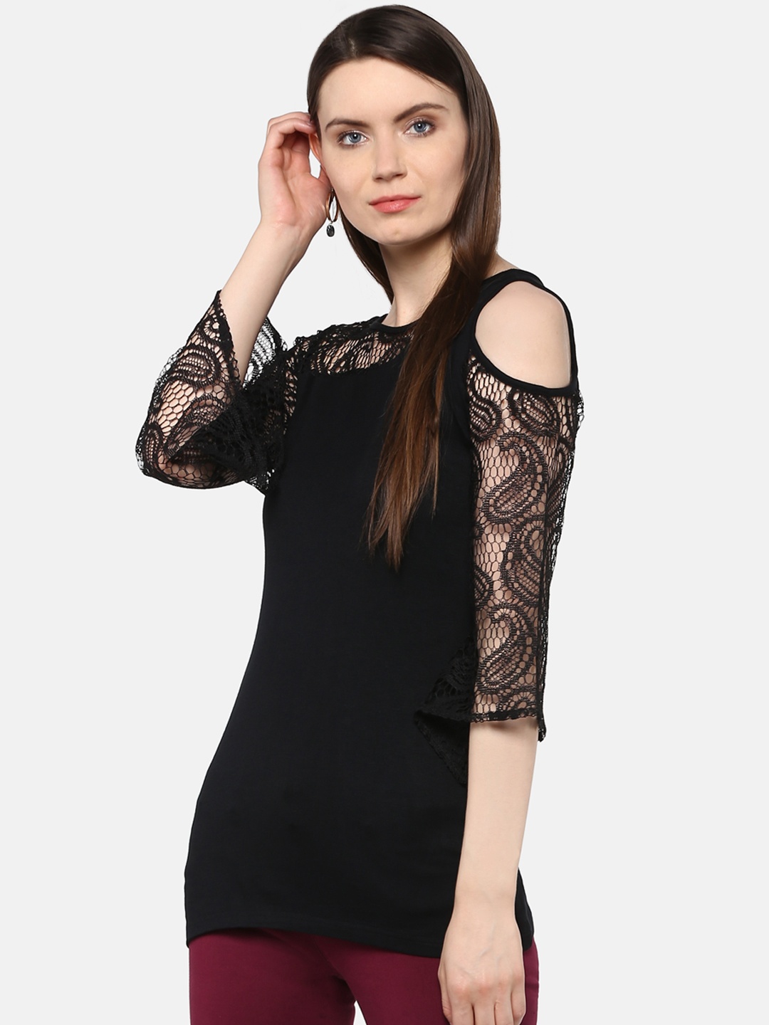 

Karmic Vision Woman Black Lace Detail Top