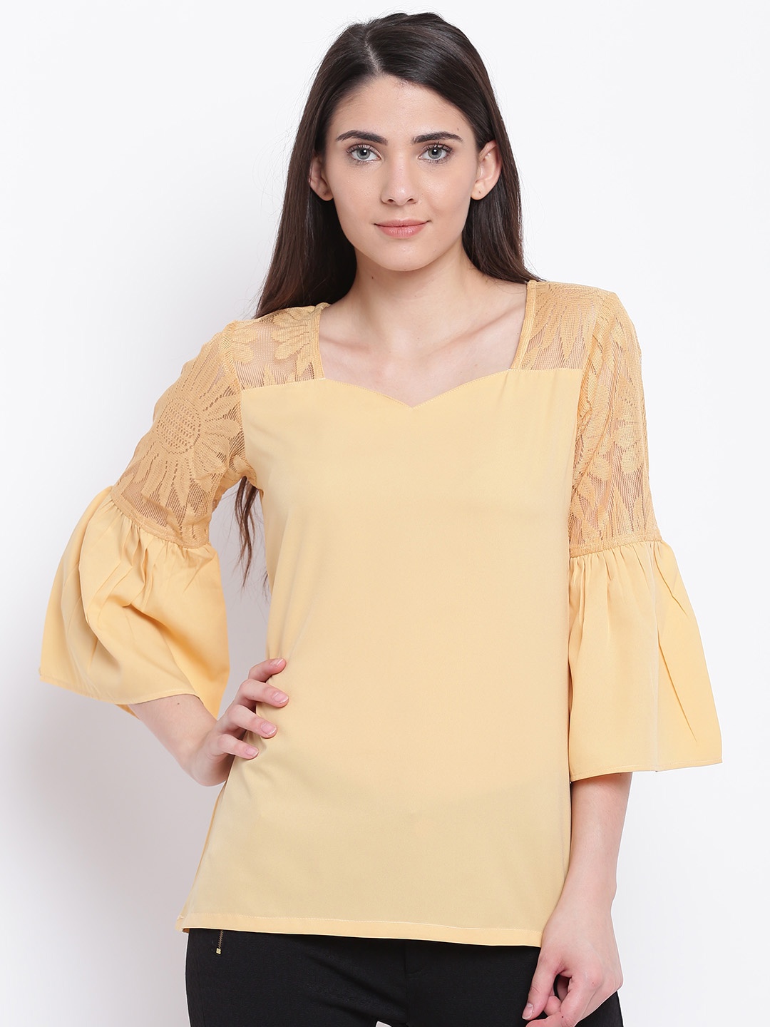 

Karmic Vision Women Beige Solid A-Line Top