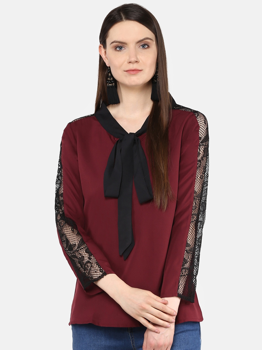 

Karmic Vision Women Burgundy Solid Top