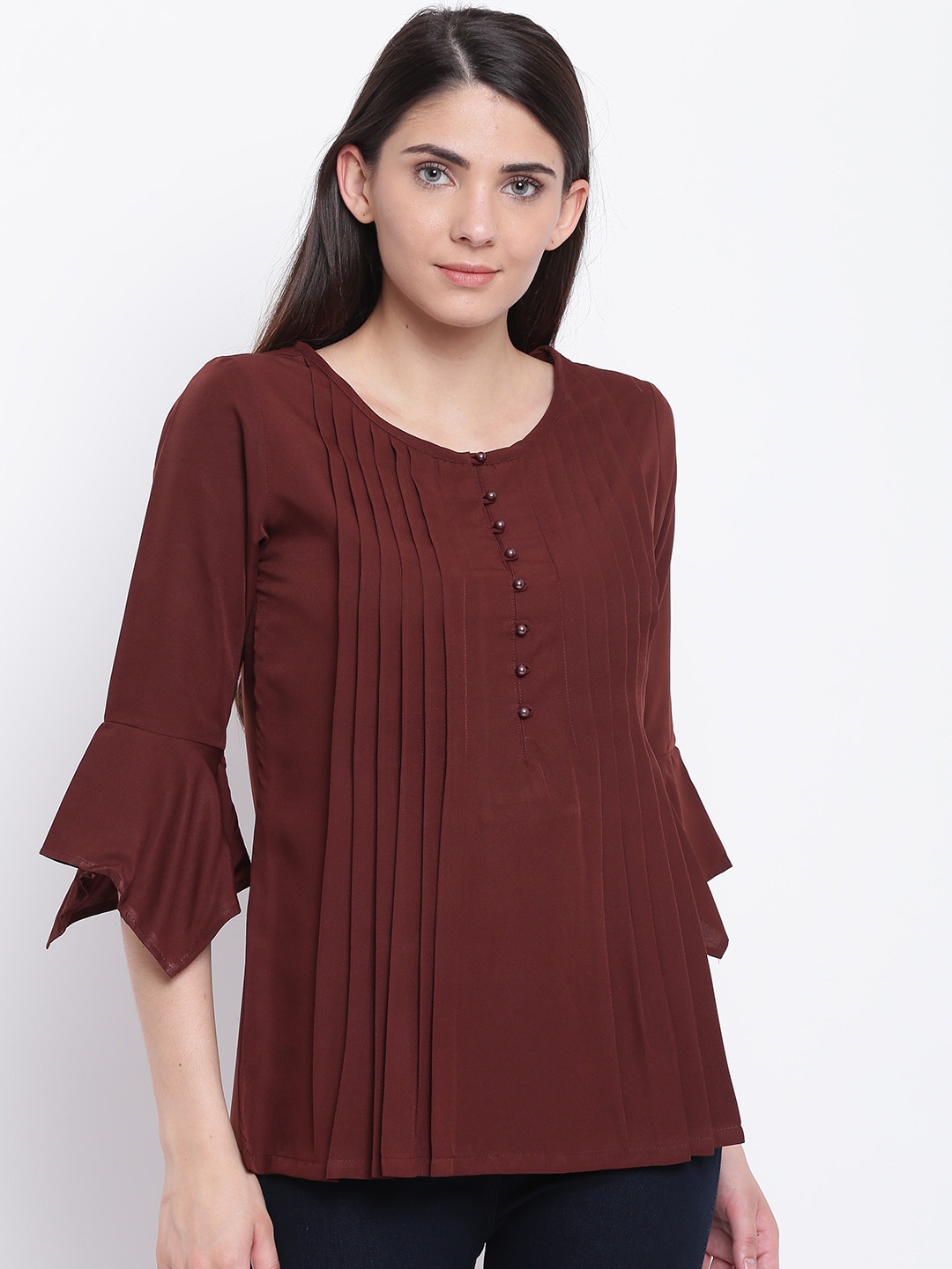 

Karmic Vision Women Coffee Brown Solid Regular Top