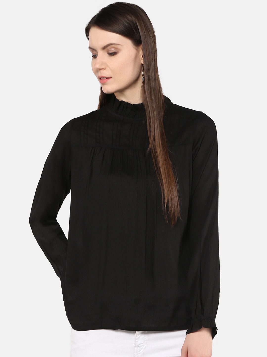 

Karmic Vision Women Black Solid Top