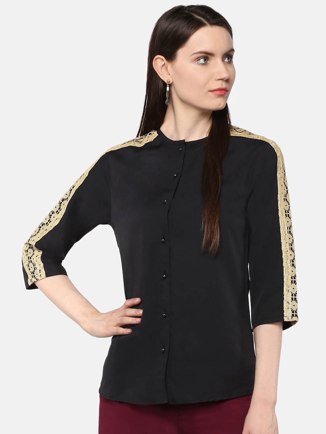 

Karmic Vision Woman Black Solid Regular Top