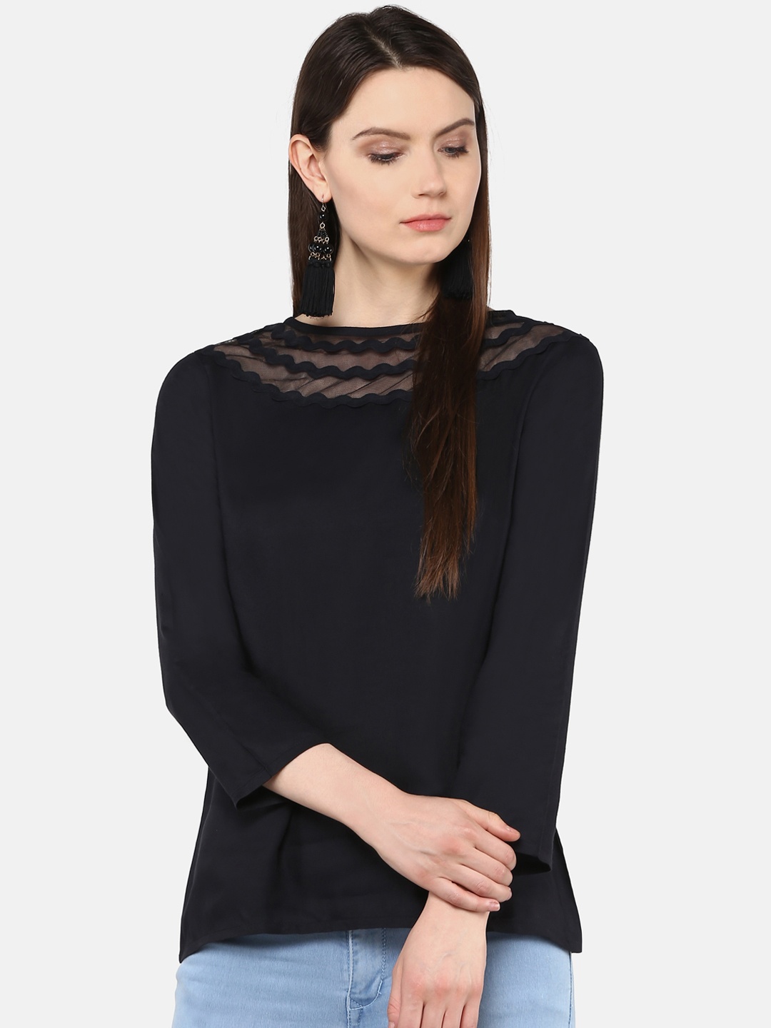 

Karmic Vision Women Black Solid Top