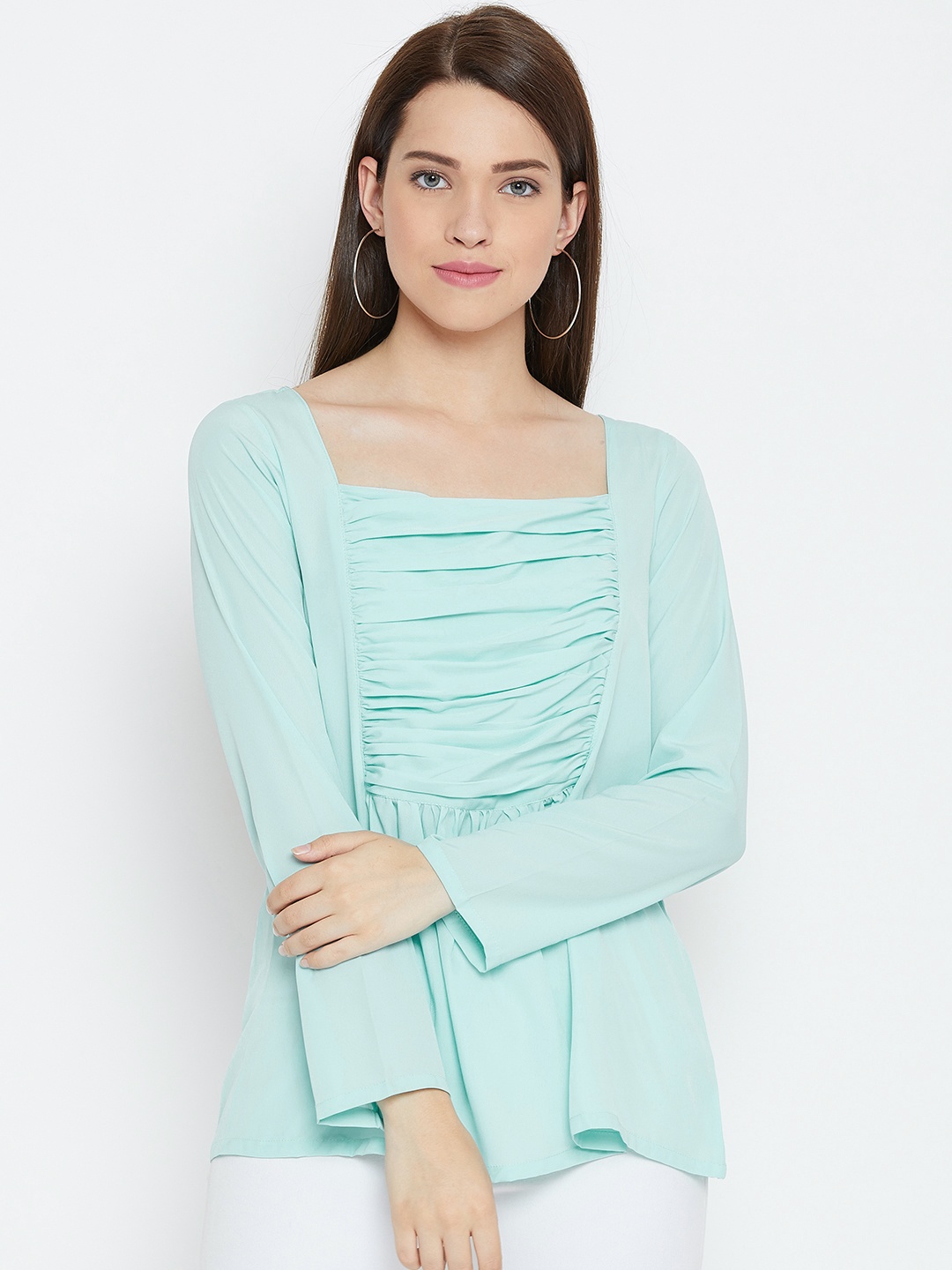 

Karmic Vision Women Blue Solid A-Line Top