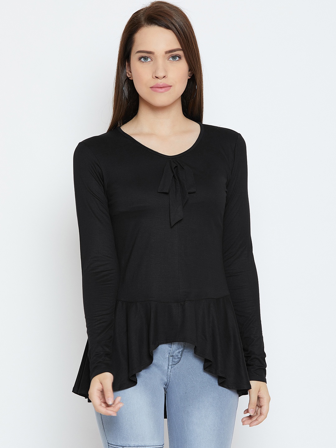 

Karmic Vision Women Black Solid A-Line Top