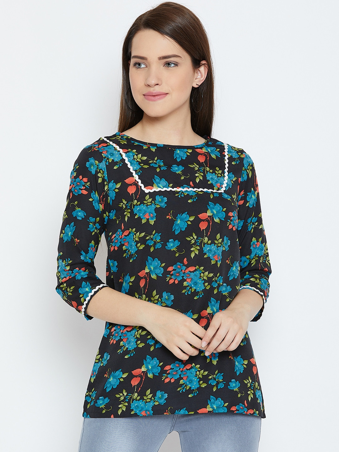 

Karmic Vision Black & Blue Printed Regular Top