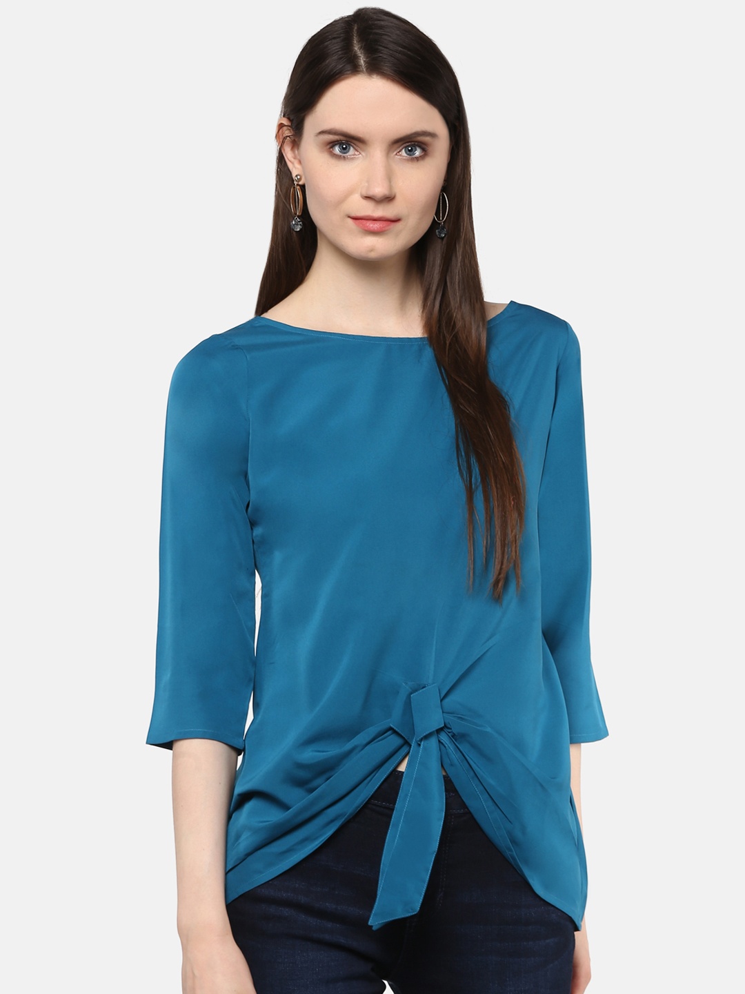 

Karmic Vision Women Teal Blue Solid Top