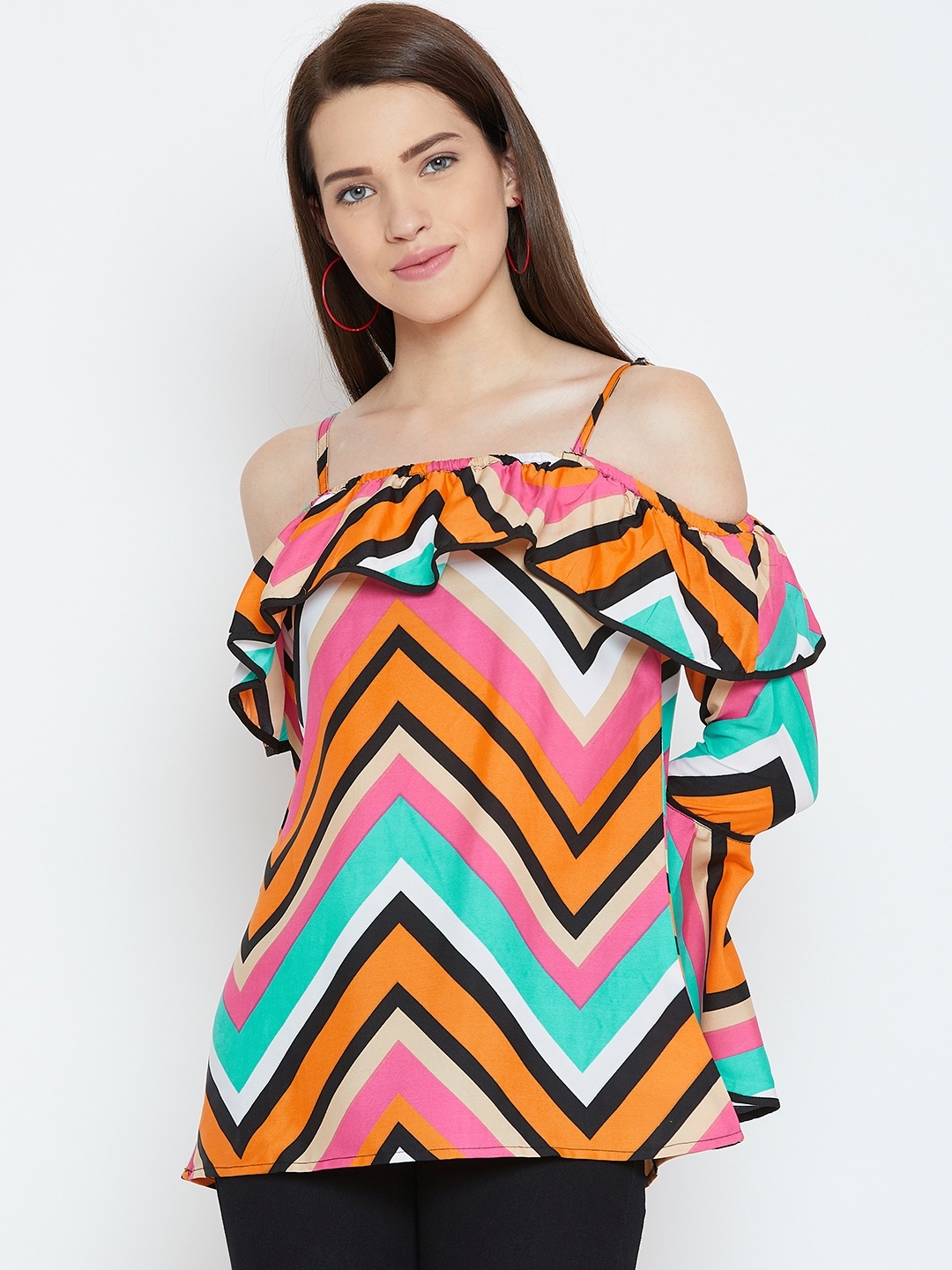 

Karmic Vision Women Multi-Coloured Printed Bardot Top