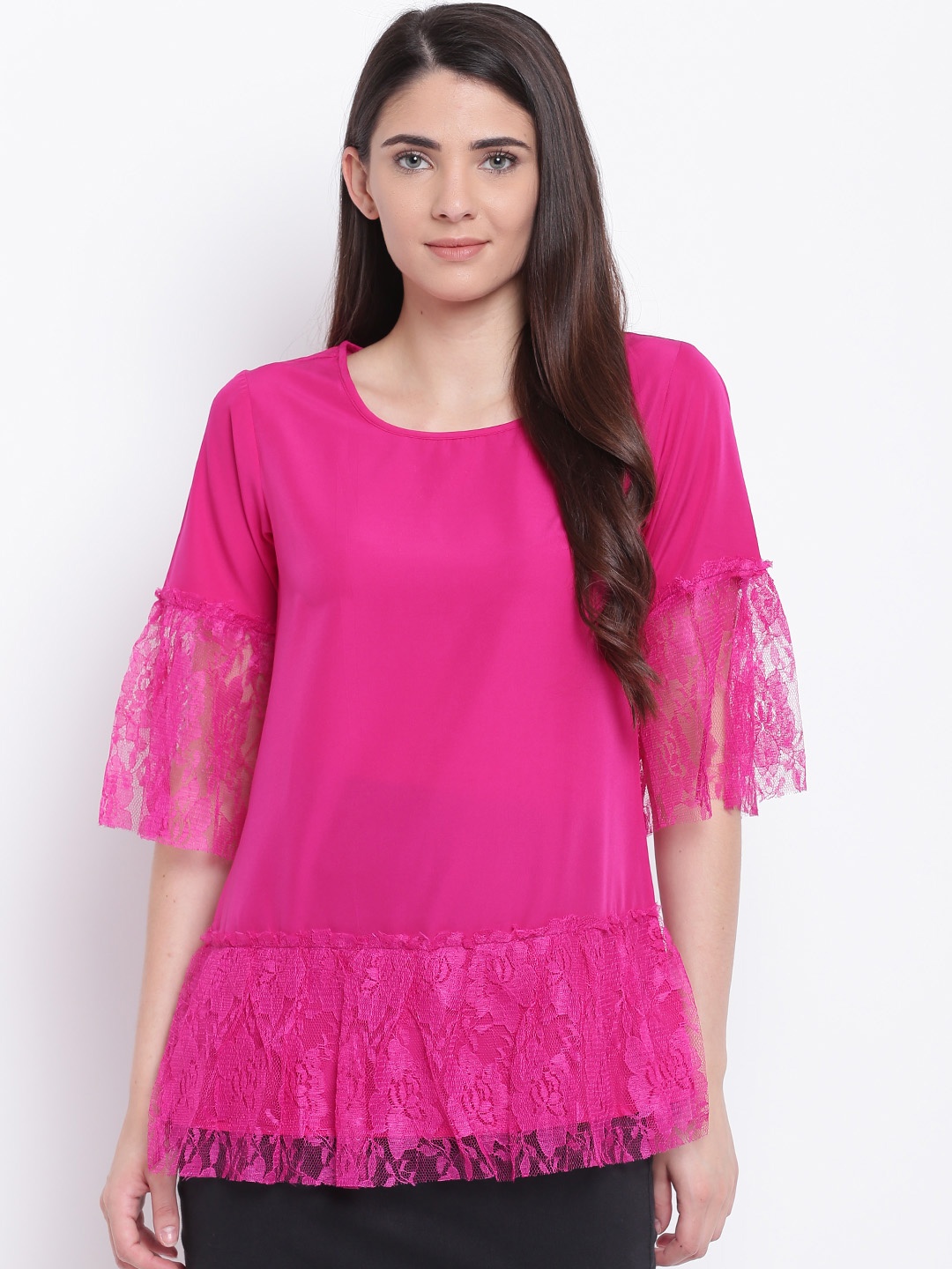

Karmic Vision Women Pink Solid A-Line Top