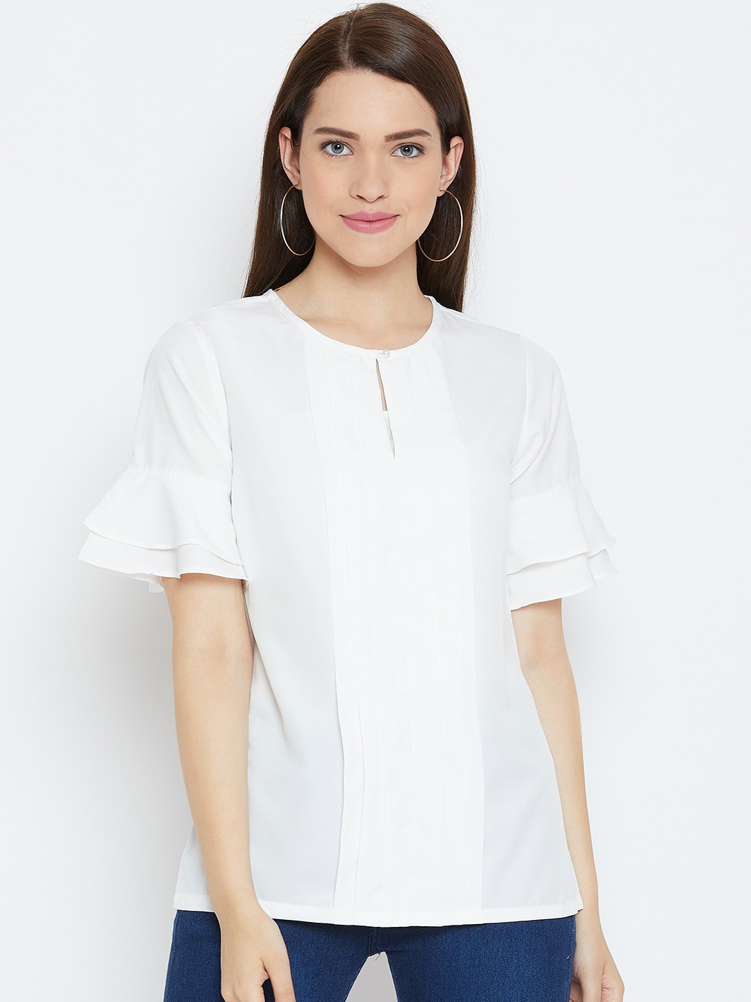 

Karmic Vision Women White Solid Top