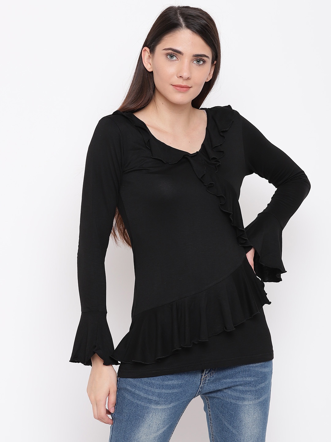 

Karmic Vision Women Black Solid Top