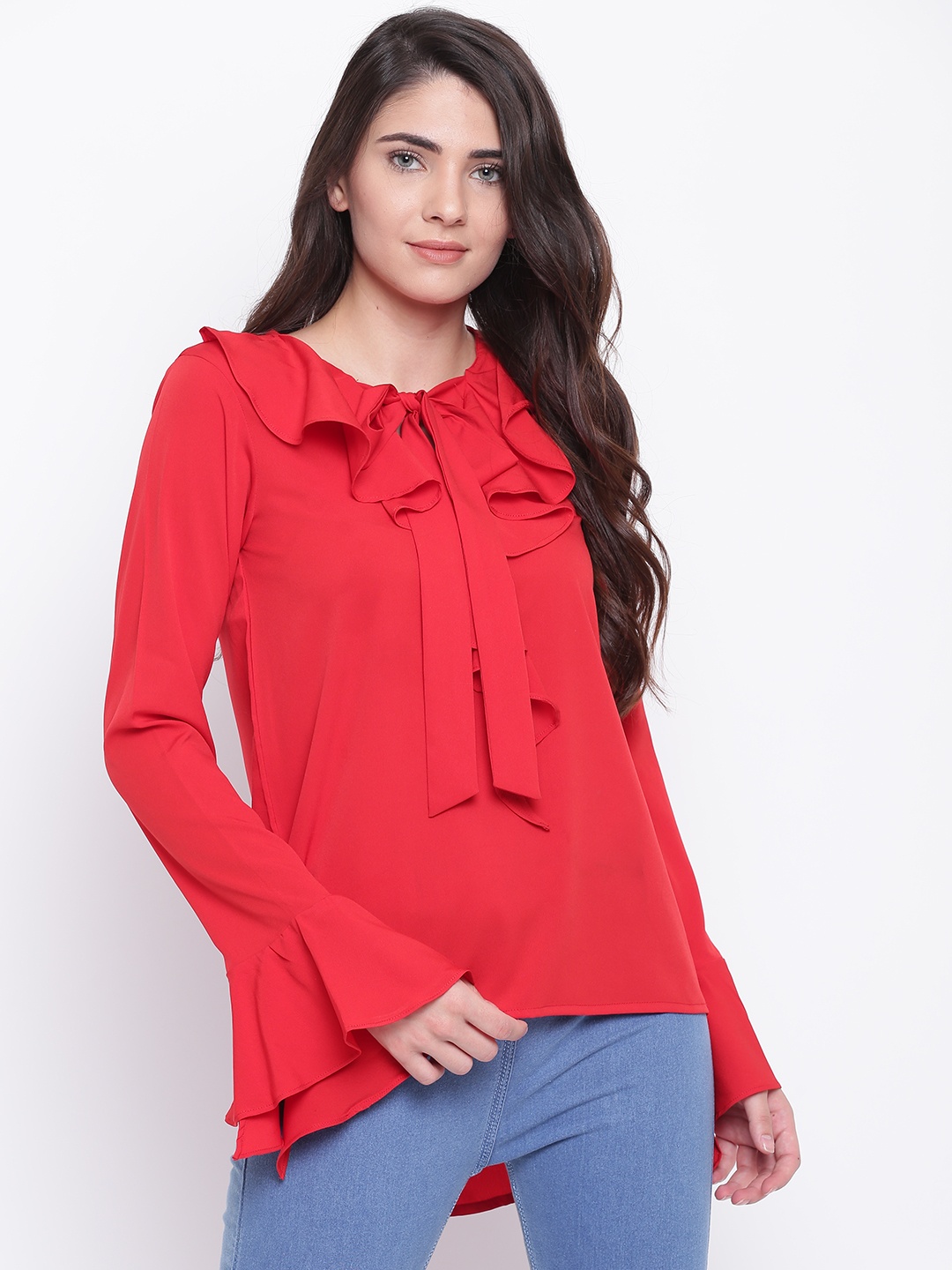 

Karmic Vision Women Red Solid High-Low Top