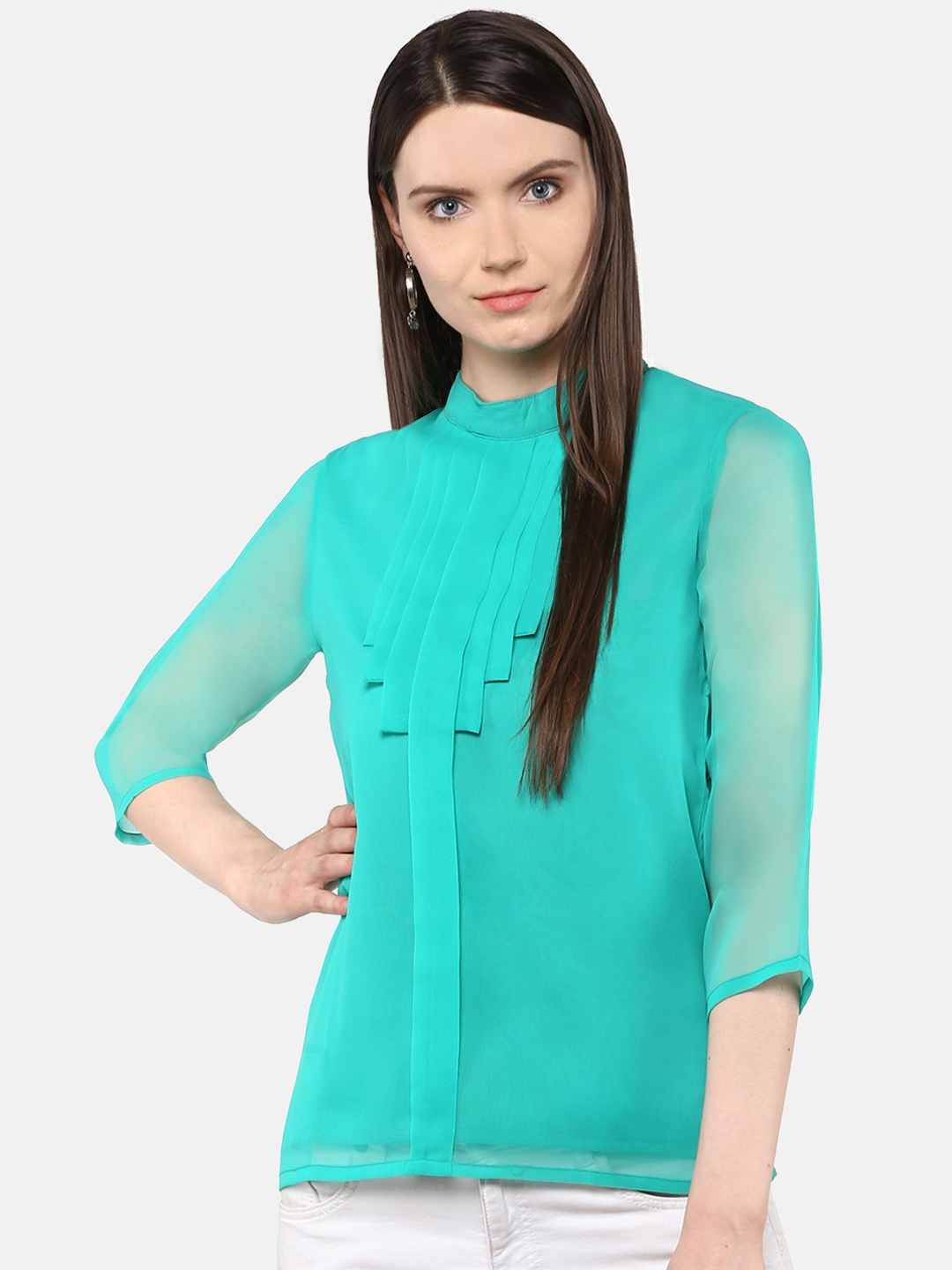 

Karmic Vision Women Green Solid Top