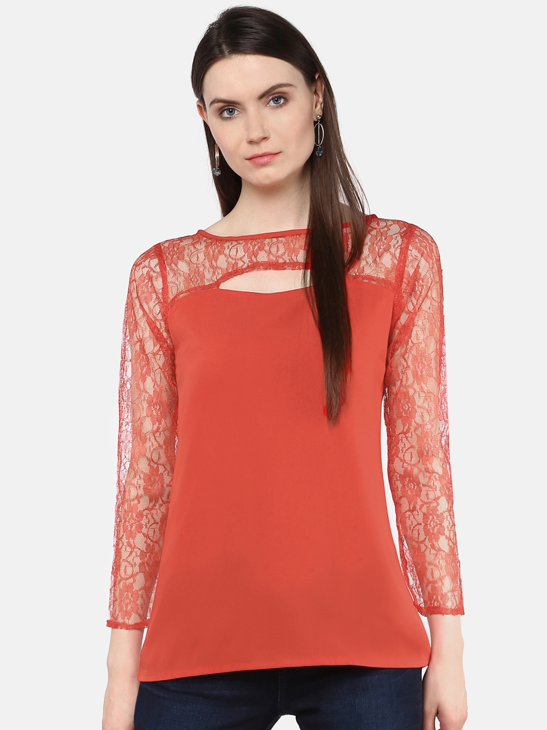 

Karmic Vision Women Orange Solid Regular Top