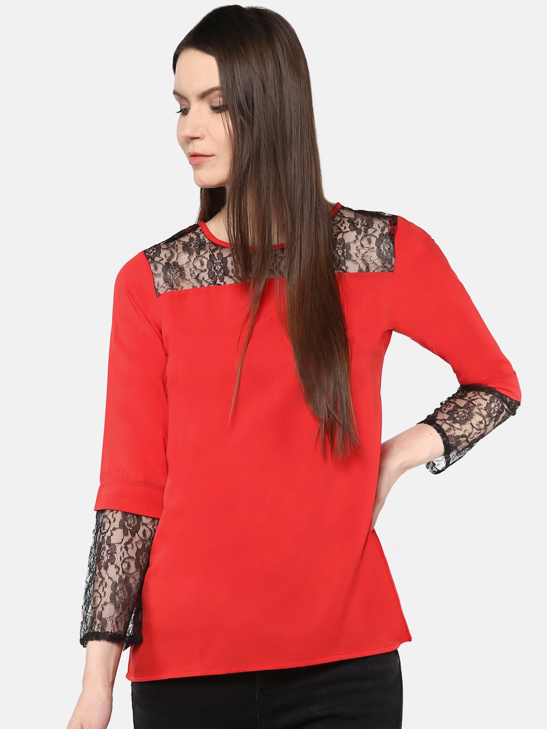 

Karmic Vision Woman Red Solid Top