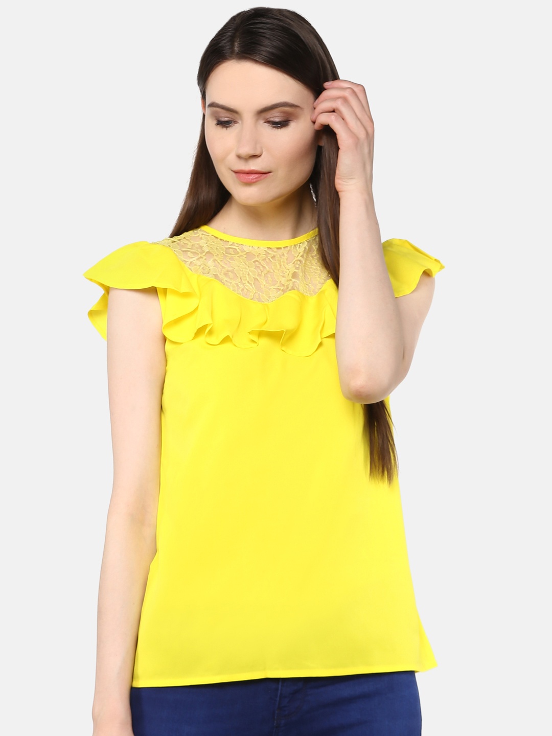 

Karmic Vision Woman Yellow Solid Top