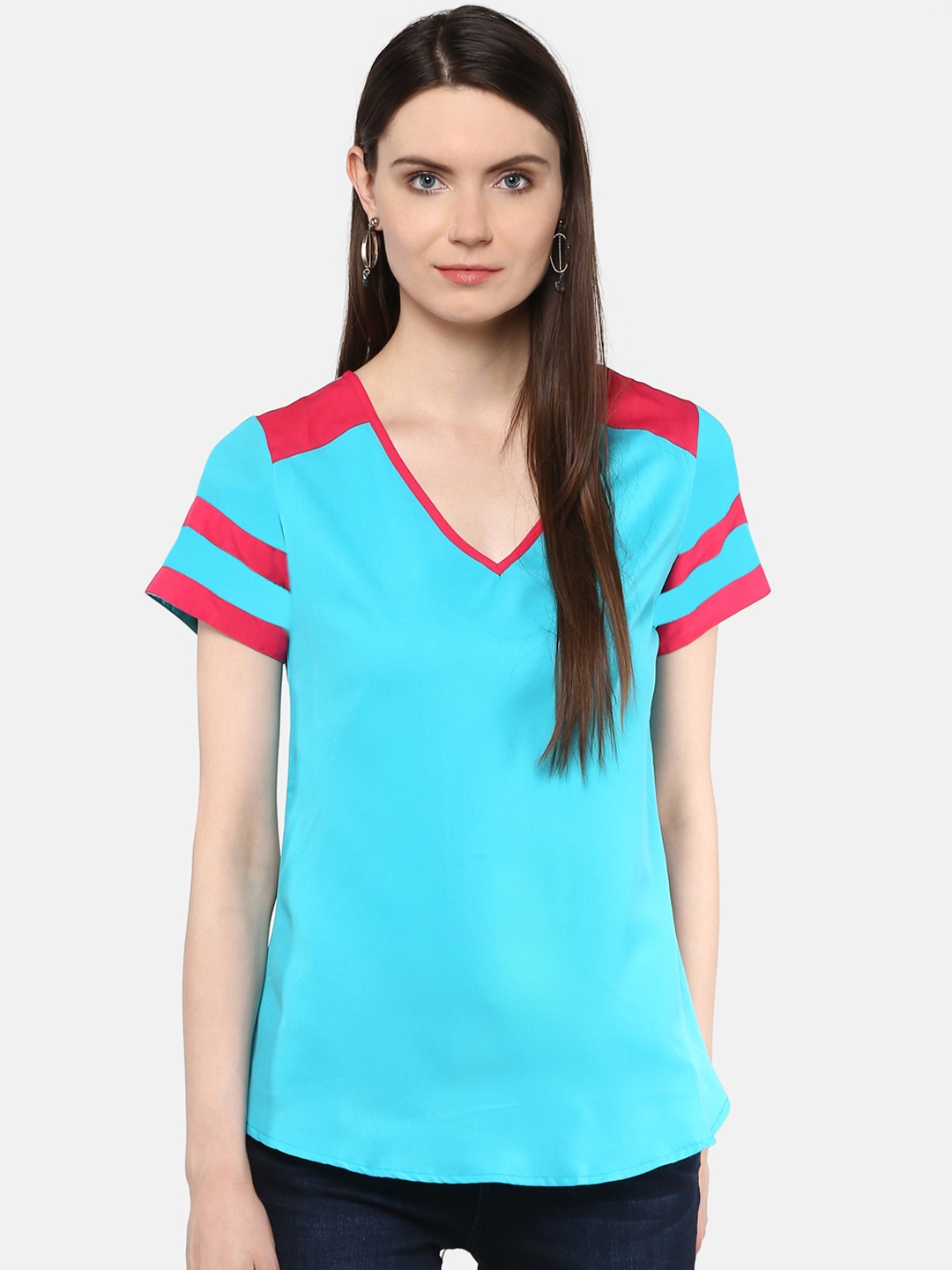 

Karmic Vision Women Blue Solid A-Line Top