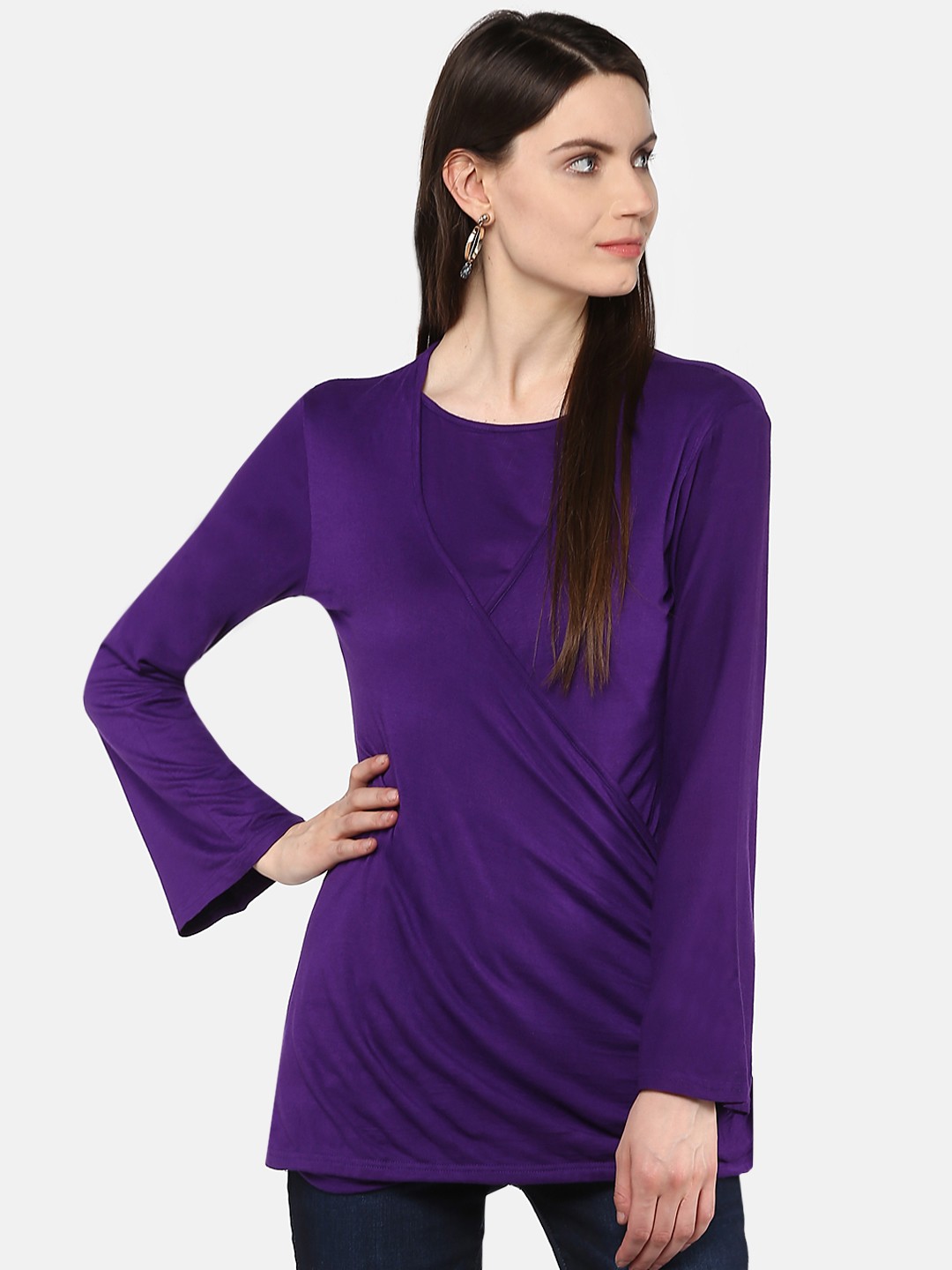 

Karmic Vision Woman Purple Solid Wrap Top