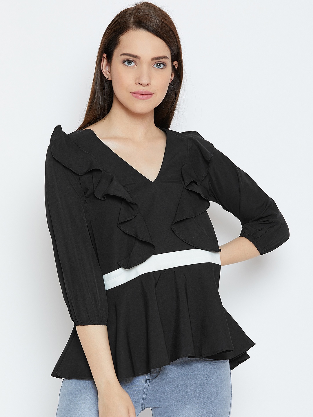 

Karmic Vision Women Black Solid A-Line Top