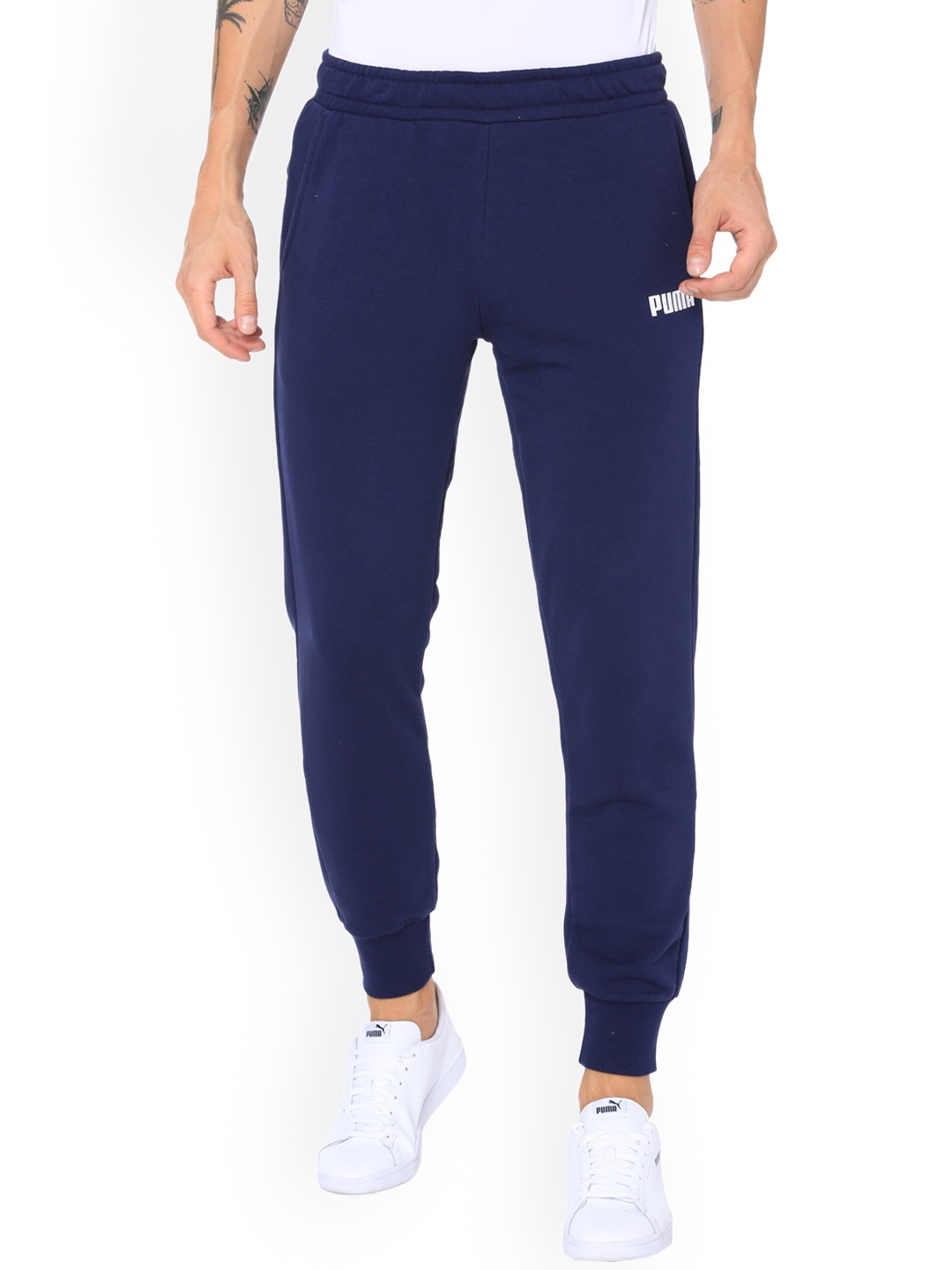 

Puma Men Navy Blue Solid Slim-Fit Joggers ESS PUMA Pants TR cl Peacoat