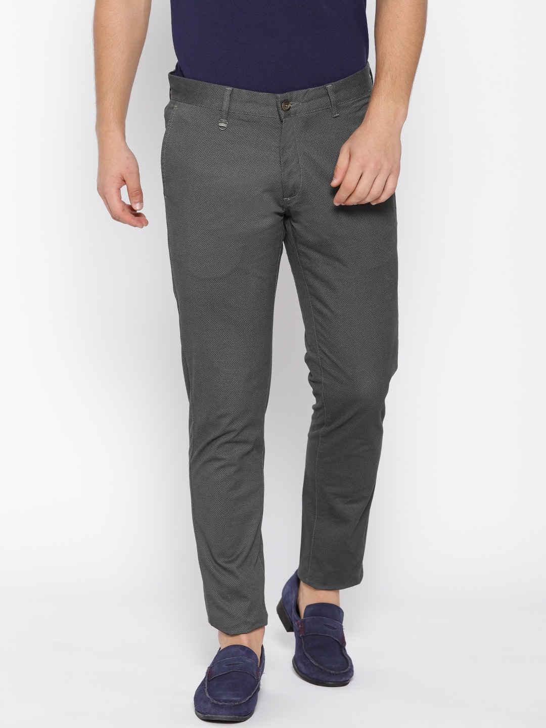 

Blackberrys Men Olive Green Regular Fit Printed Trousers