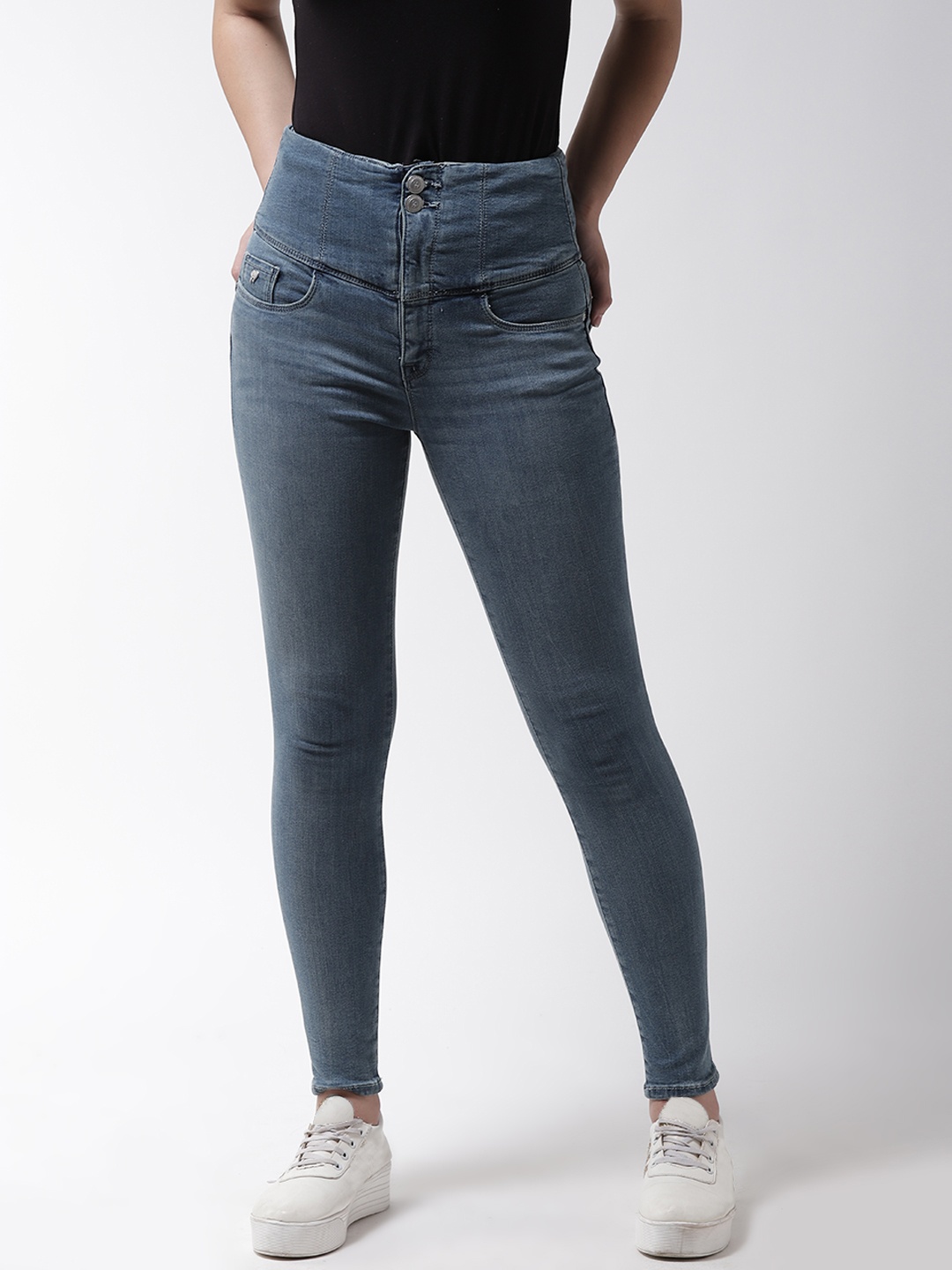 

Flying Machine Women Blue Skinny Fit High-Rise Clean Look Stretchable Corset Jeans
