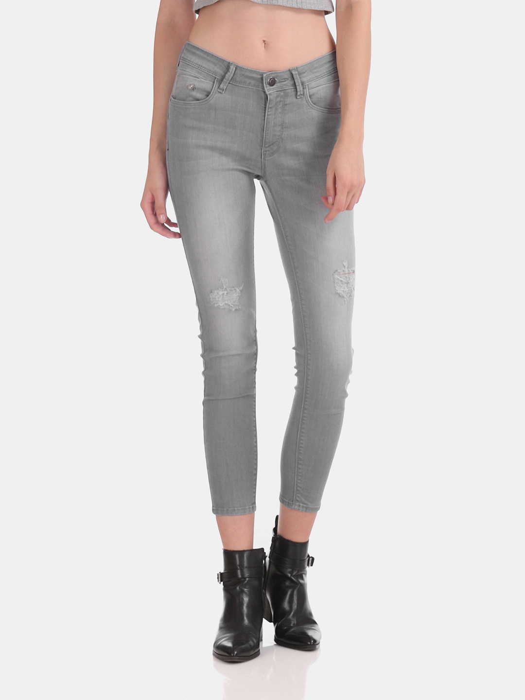 

Flying Machine Women Grey Super Skinny Fit Mid-Rise Clean Look Stretchable Jeans