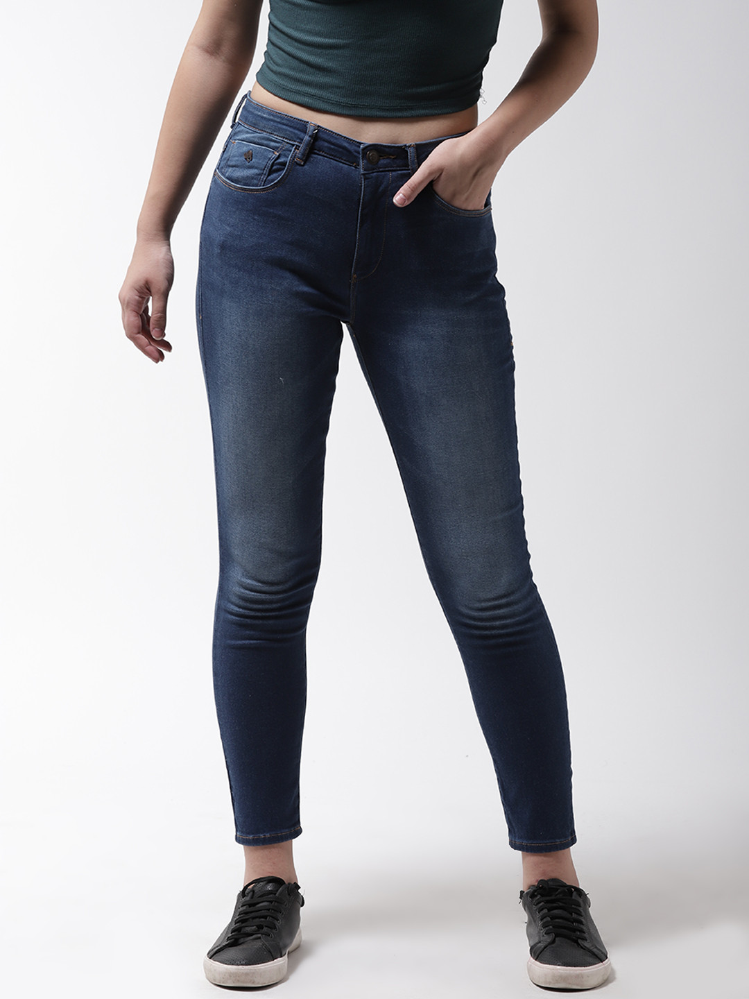 

Flying Machine Women Navy Blue Veronica Skinny Fit High-Rise Clean Look Stretchable Jeans