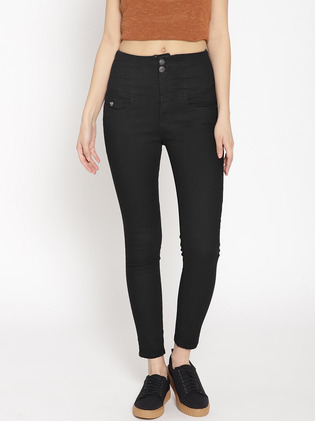

Flying Machine Women Black Regular Fit High-Rise Clean Look Stretchable Jeans