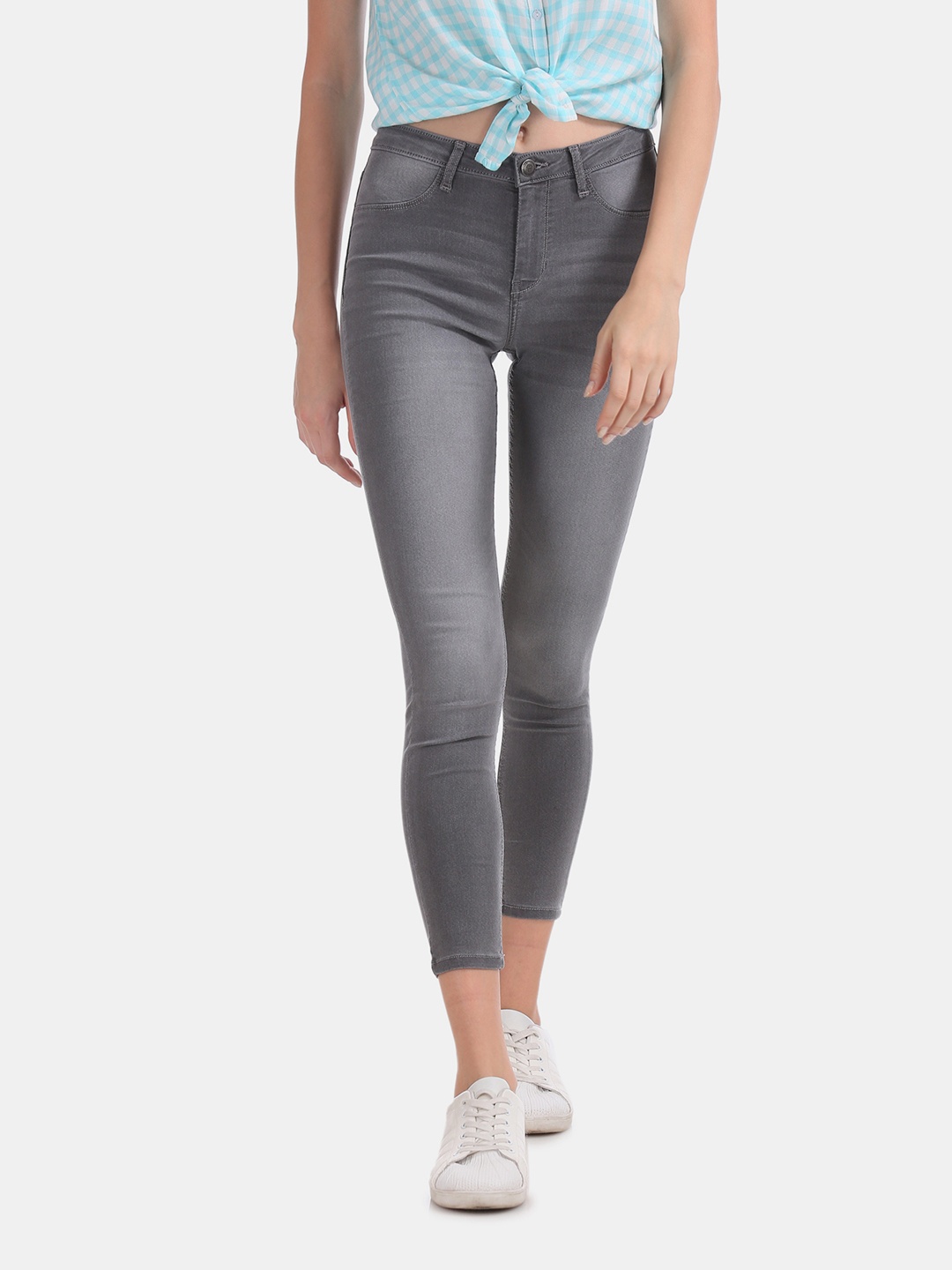 

Flying Machine Women Grey Boyfriend Fit Mid-Rise Clean Look Stretchable Jeans