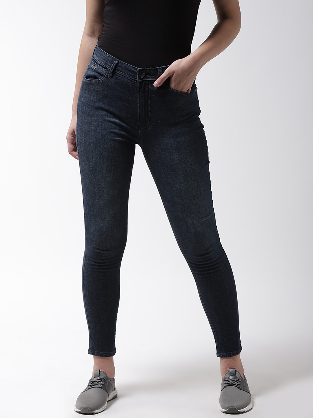 

Flying Machine Women Navy Blue Veronica Super Skinny Fit High-Rise Stretchable Jeans