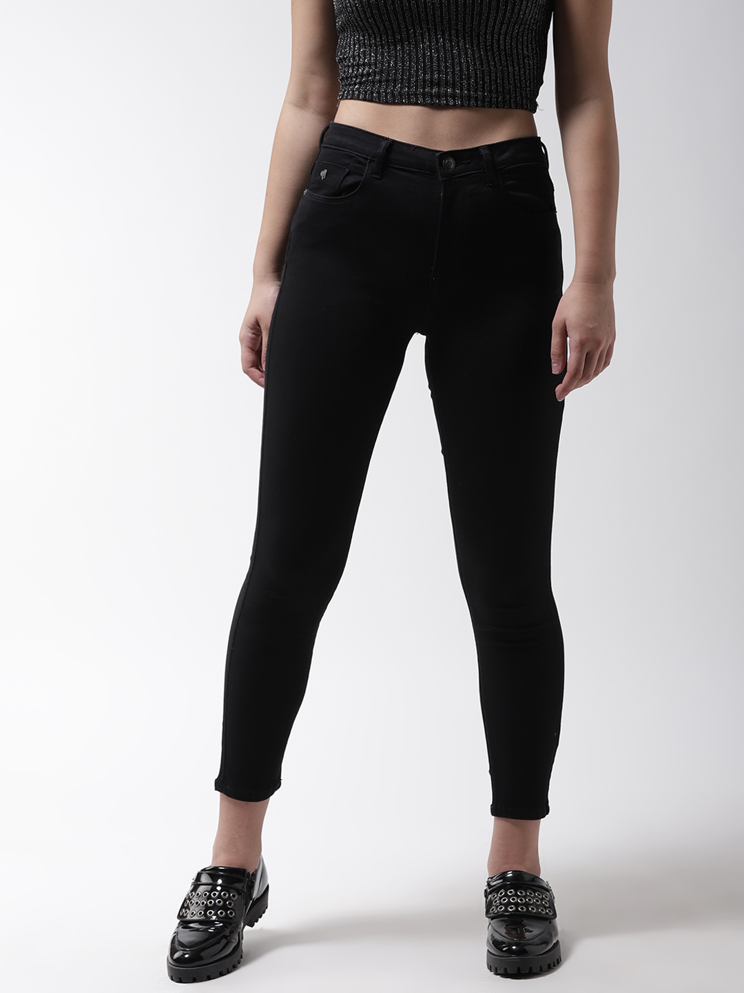 

Flying Machine Women Black Veronica Skinny Fit High-Rise Stretchable Cropped Jeans