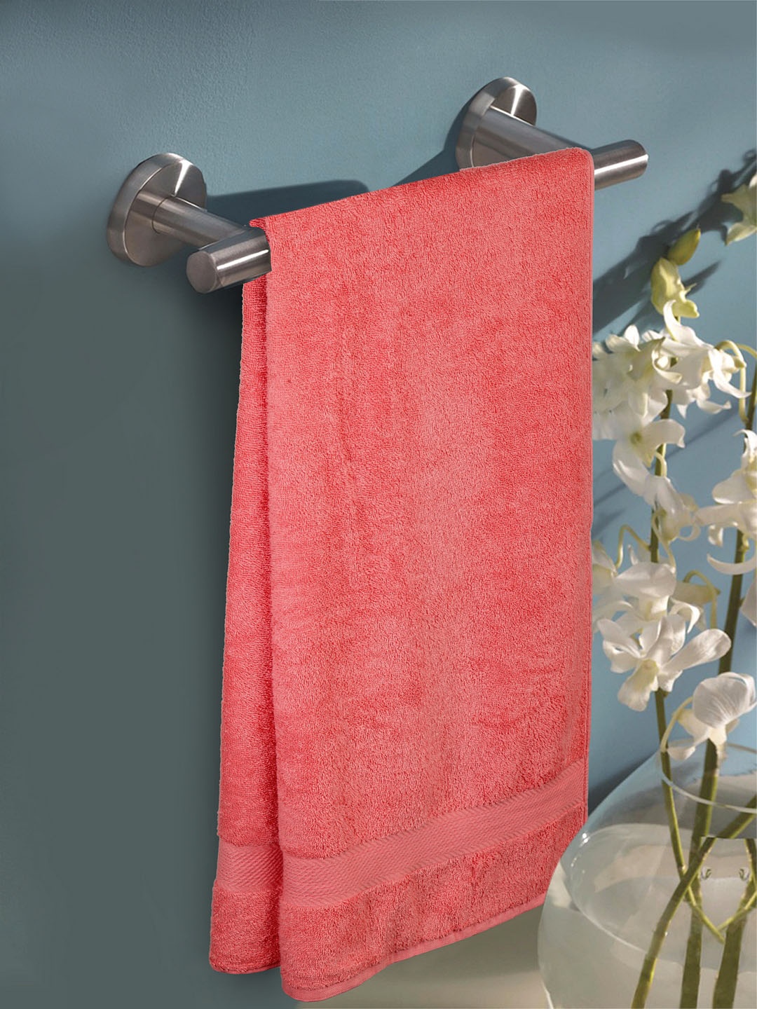 

BIANCA Unisex Coral-Pink Solid 400GSM Bath Towel