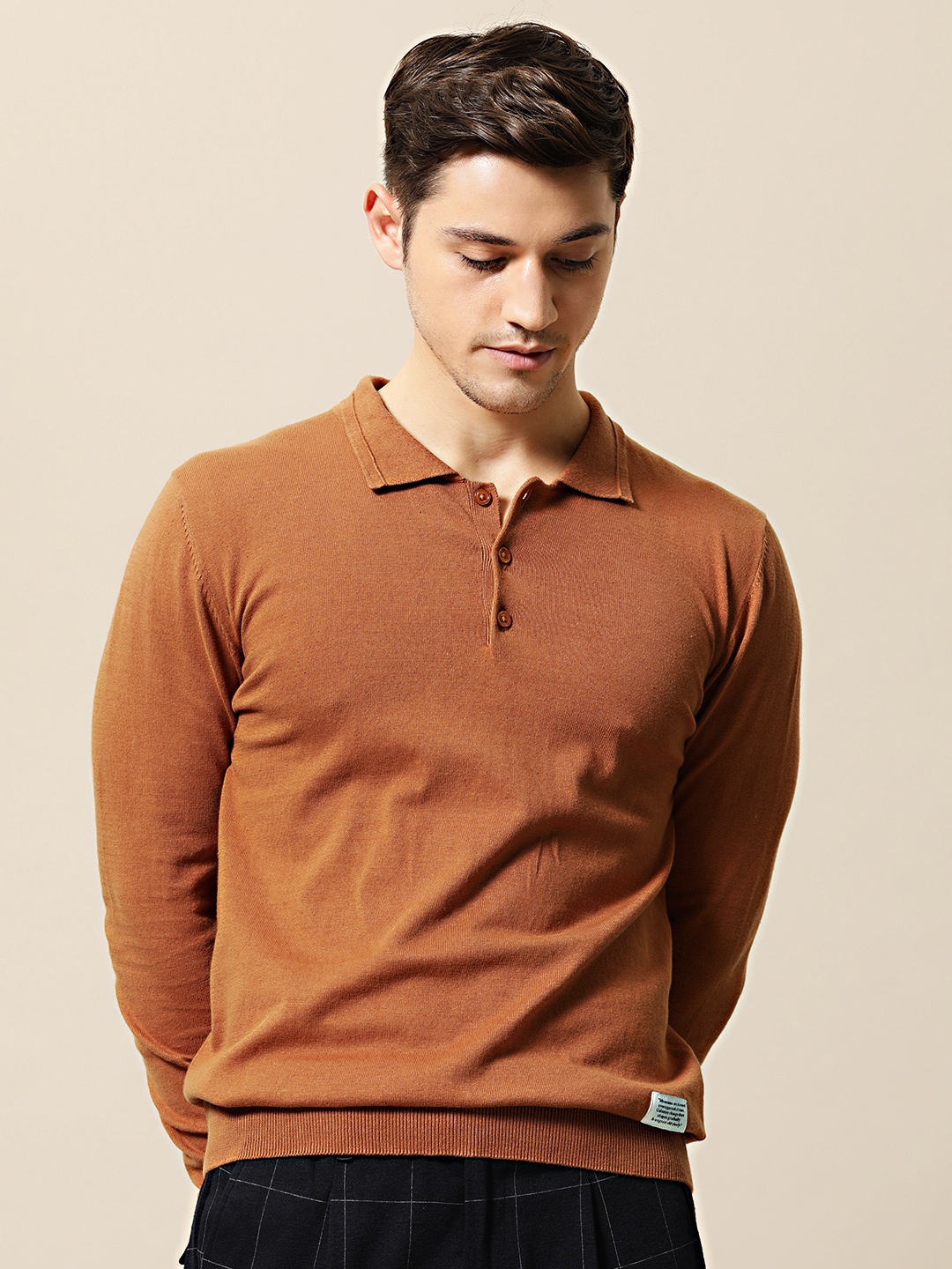 

Mr Bowerbird Men Rust Brown Solid Pullover Sweater