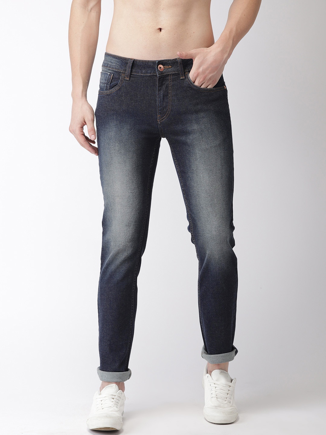

Flying Machine Men Blue Michael Slim Tapered Fit Mid-Rise Clean Look Stretchable Jeans