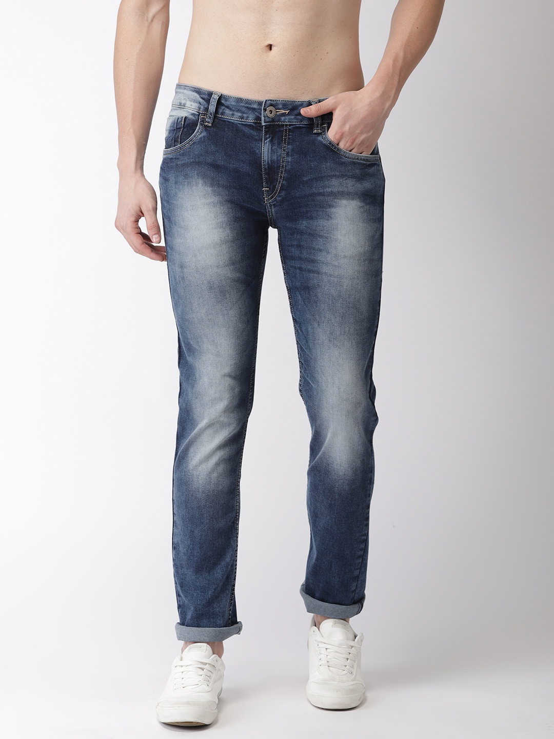 

Flying Machine Men Blue Michael Slim Tapered Fit Mid-Rise Clean Look Stretchable Jeans