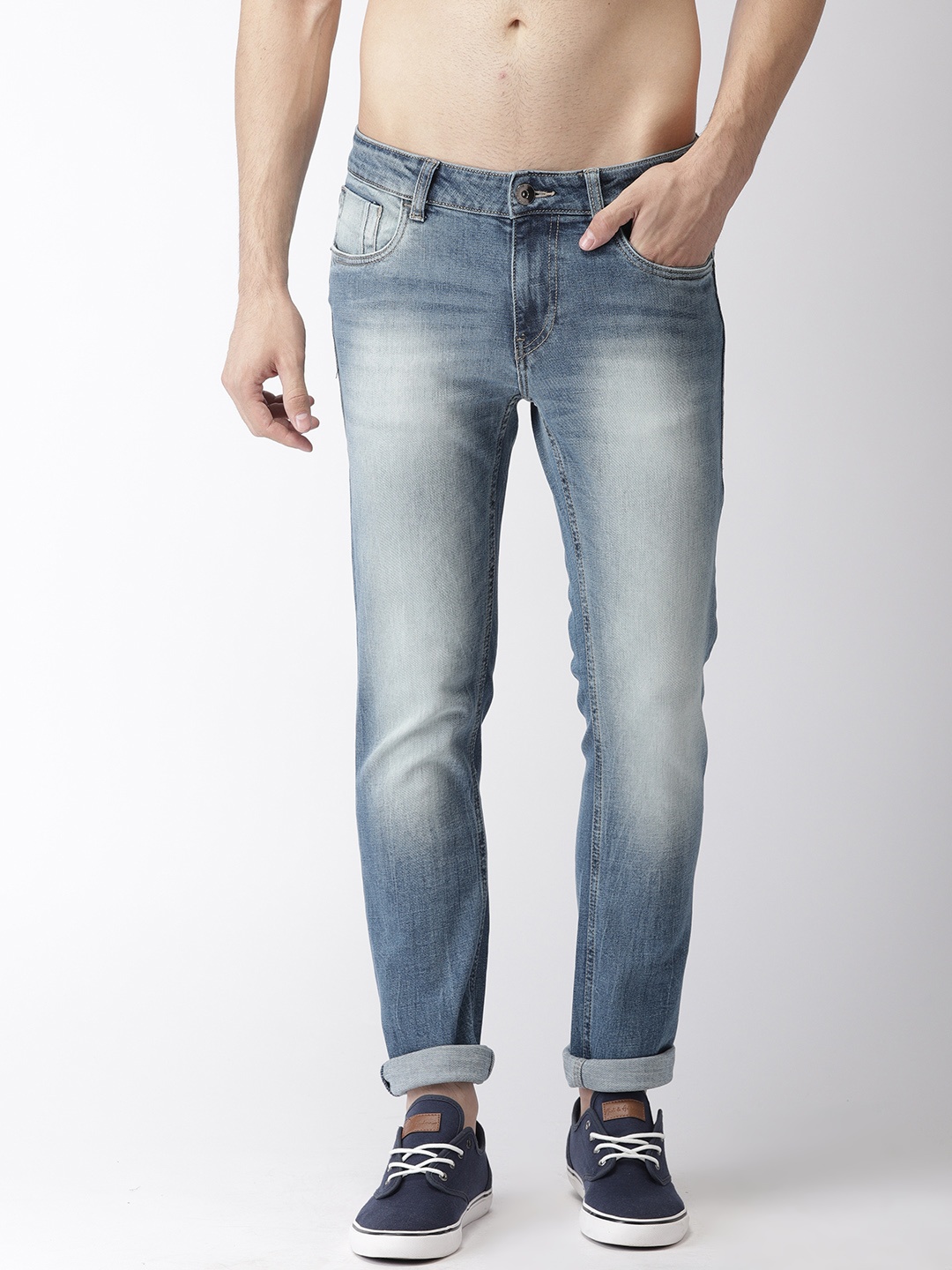 

Flying Machine Men Blue Michael Slim Tapered Fit Mid-Rise Clean Look Stretchable Jeans