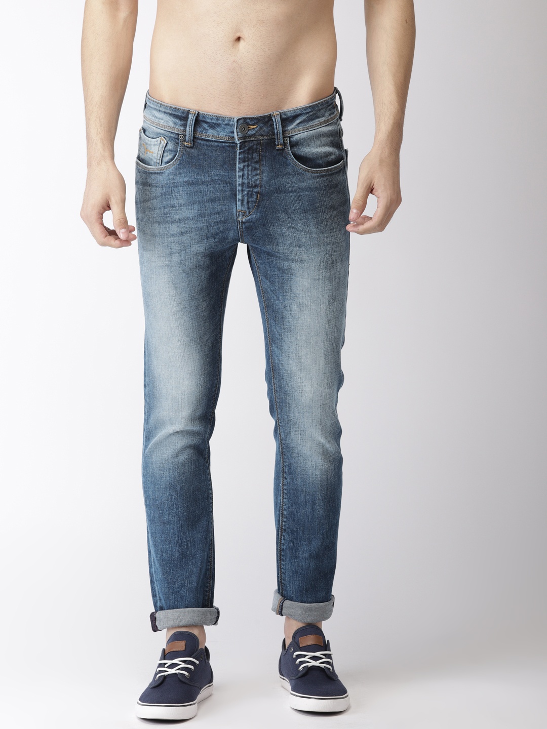 

Flying Machine Men Blue Michael Slim Tapered Fit Mid-Rise Clean Look Stretchable Jeans