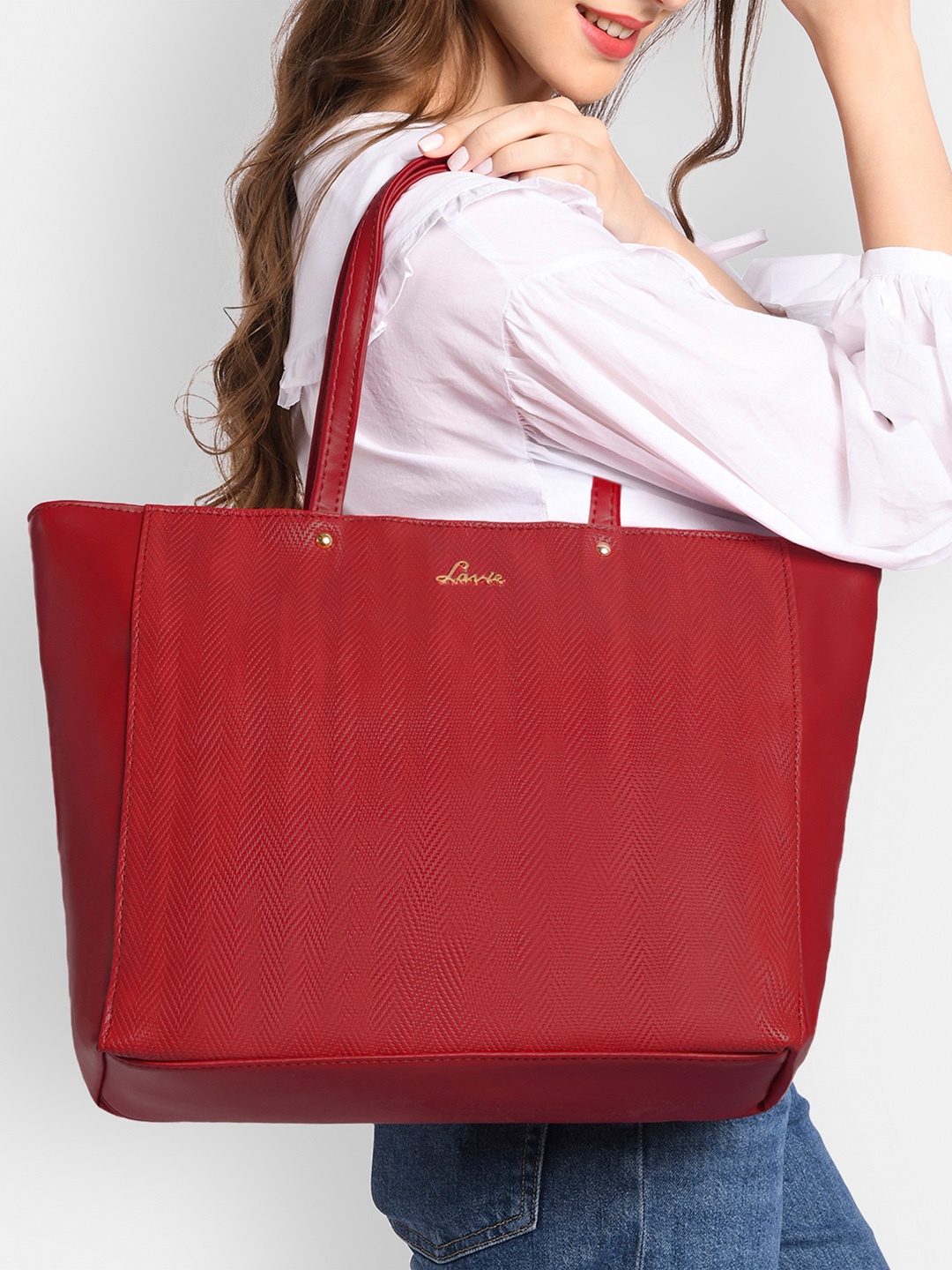 

Lavie Malgana Red Textured Structured Shoulder Bag