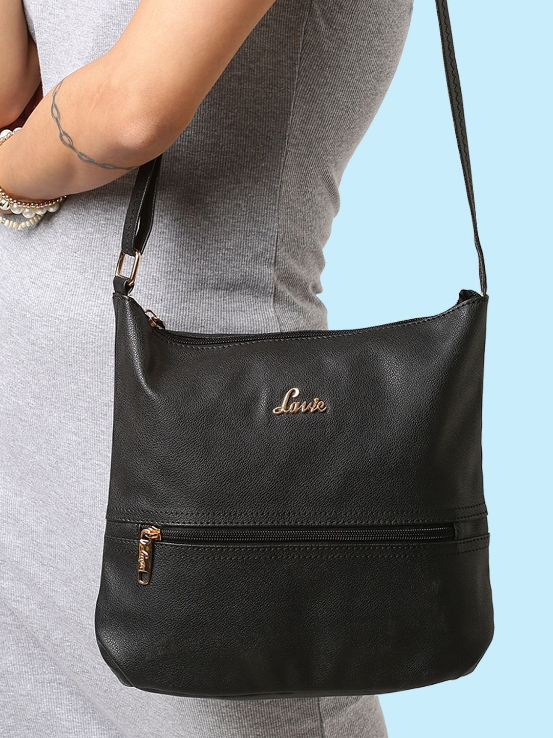

Lavie Moritz Black Textured Structured Sling Bag